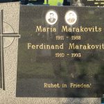 Closeup of the headstone at the grave of Ferdinand and Maria Marakovits in Punitz, Austria.