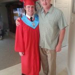 Kyle Houseworth, on his high school graduation day in 2015, with his father, Chris.